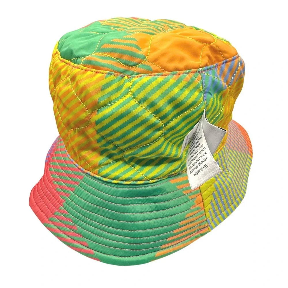 Crayola x Kohls Reversible Bucket Hat Hot Pink Faux Fur Neon Multi Color Quilted